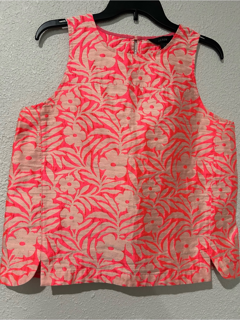 J. Crew Neon Pink and Cream Floral Sleeveless Shell